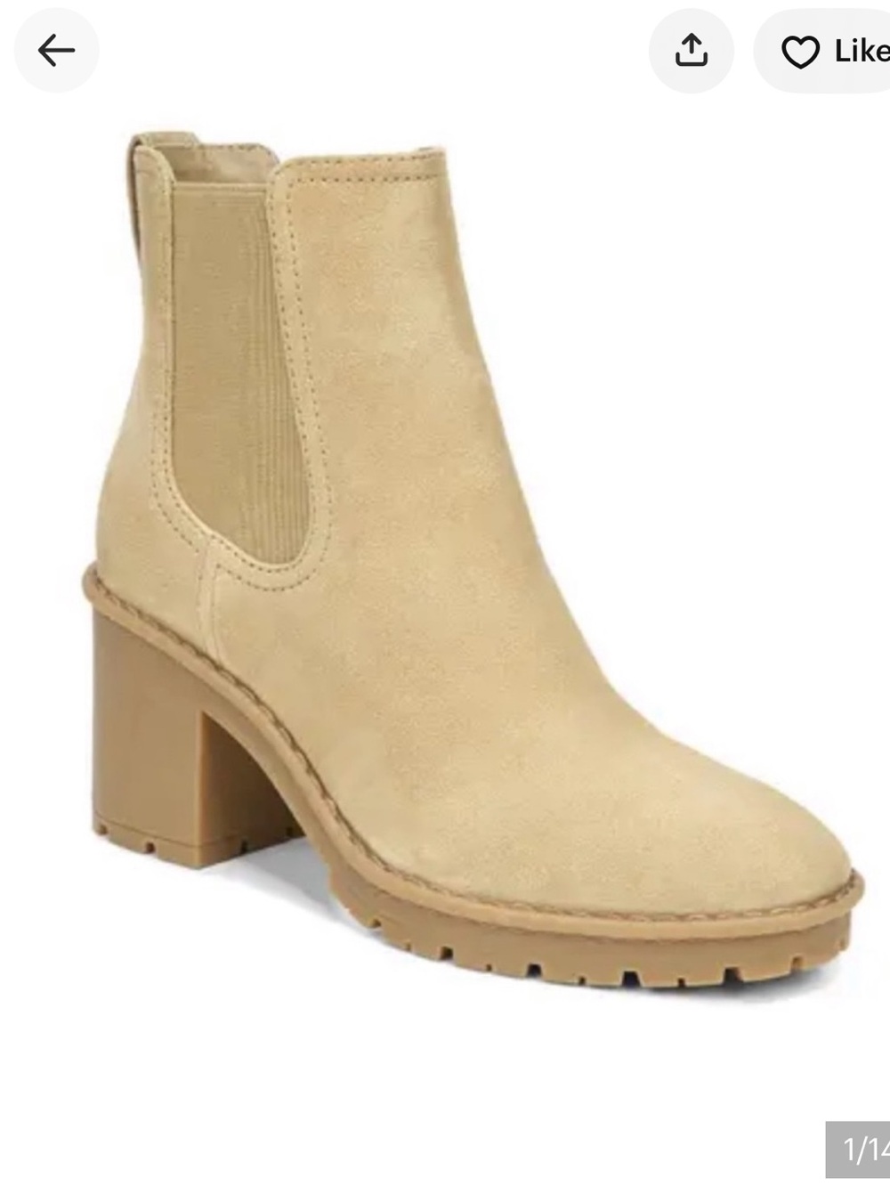 Vince Henderson Tan Suede Chelsea Block Heel Boot size 7